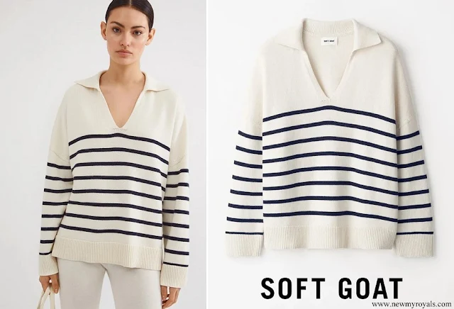 Crown Princess Victoria wore Soft Goat Cashmere Striped Jumper