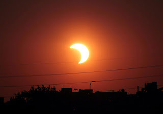 In Partial solar eclipse , We can see a part of the Sun