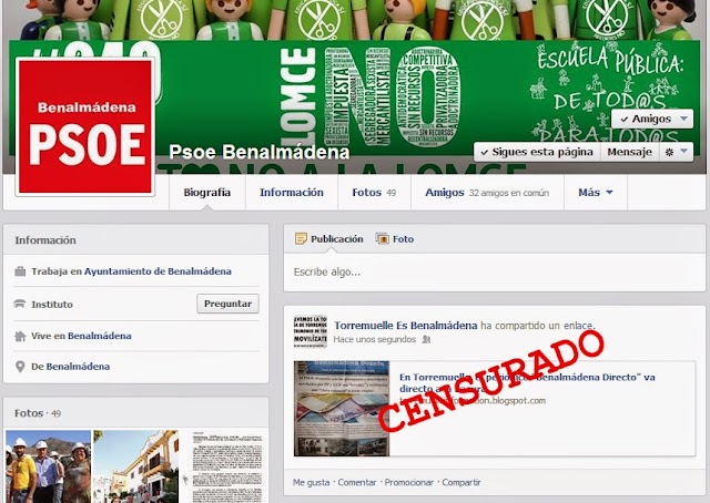 El Partido Socialista también censura en las redes sociales