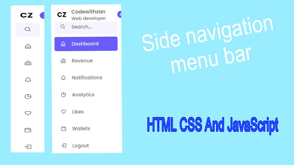 Responsive Sidebar Navigation Menu using HTML, CSS and JavaScript