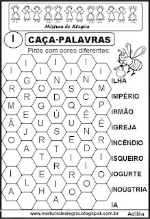 Atividades de alfabetização,caça-palavras