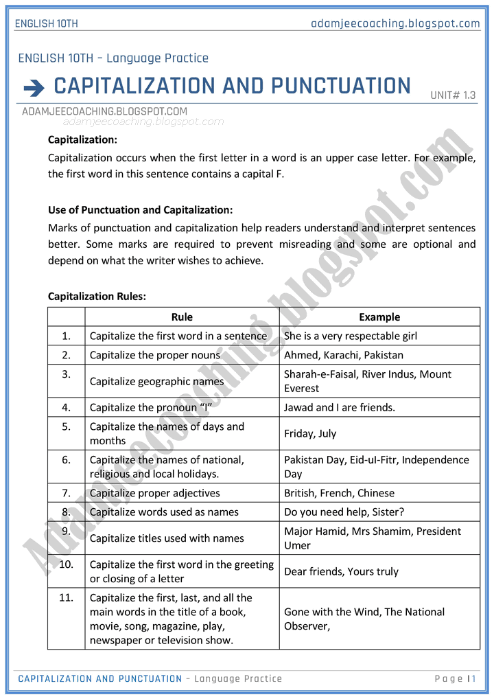 capitalization-and-punctuation-language-practice-english-10th