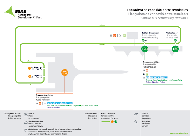 Autobuses lanzadera entre terminales aeropuerto Barcelona