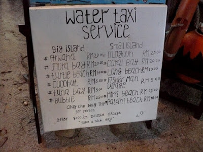 water taxi service prices perhentian