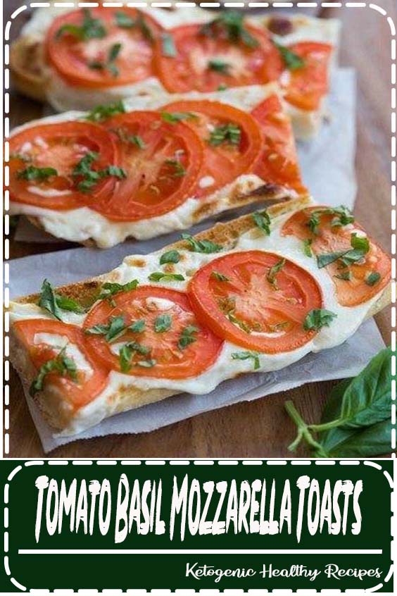 Everyone always LOVES these delicious and simple Tomato Basil Mozzarella Toasts. Serve them as a side dish or appetizer. A crusty baguette toasted with fresh mozzarella and tomato and garnished with basil. 