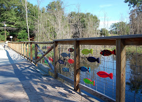 community painted fish at the Sculpture Park