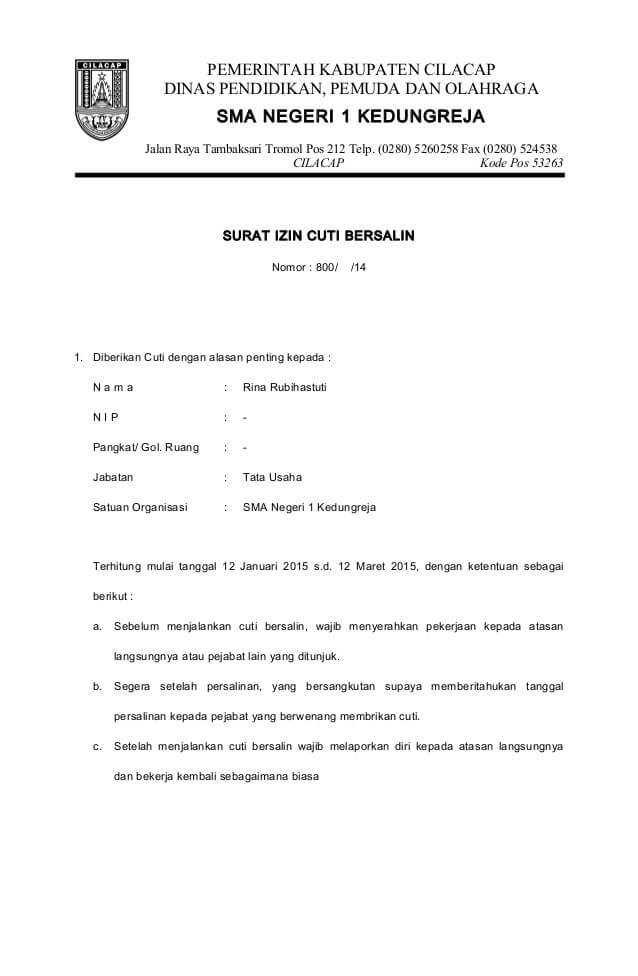 7+ Contoh Surat Izin Cuti Melahirkan yang Baik dan Benar 