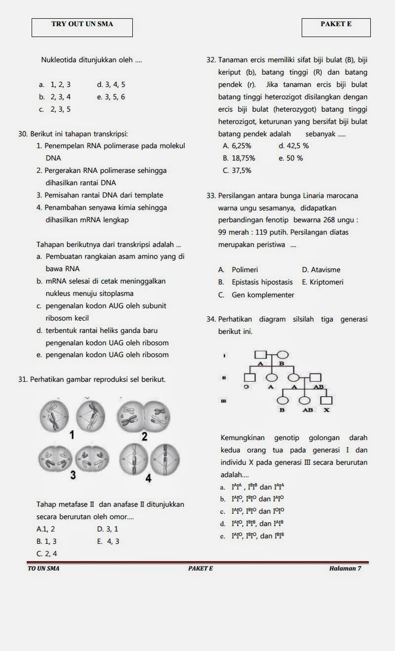 BIOLOGI GONZAGA: PREDIKSI UN BIOLOGI 2014 A