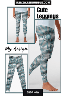 Blue mandala flower on silver Leggings.