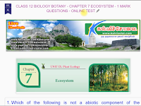 CLASS 12 BIOLOGY BOTANY - CHAPTER 7 ECOSYSTEM - 1 MARK QUESTIONS - ONLINE TEST - AUDIO BOOK