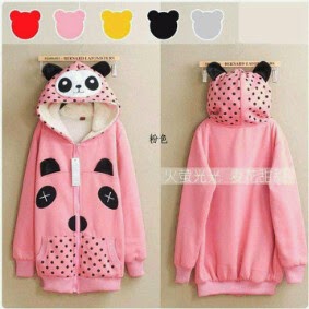 Jaket dan Sweater Wanita Bahan Fleece FJ Volkadot Bear Series