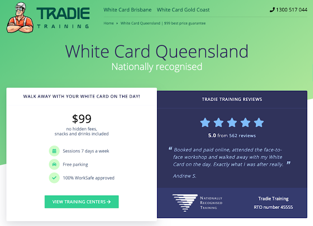 Over 500 White Card course reviews on the Tradie Training website