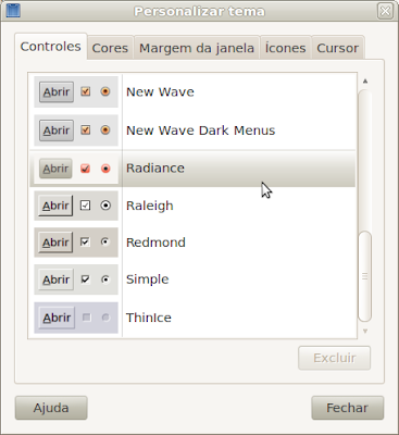 Configurando o Clearlooks com a aparência do tema Radiance