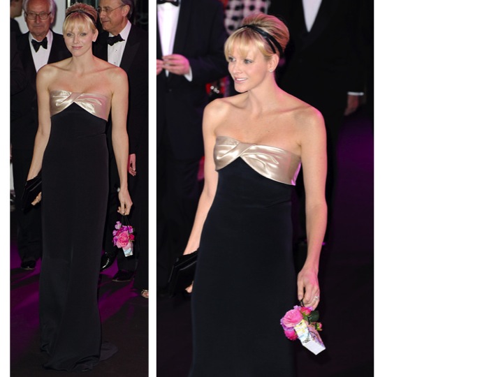 Princess Charlene in Custom Akris at 2012 Rose Ball