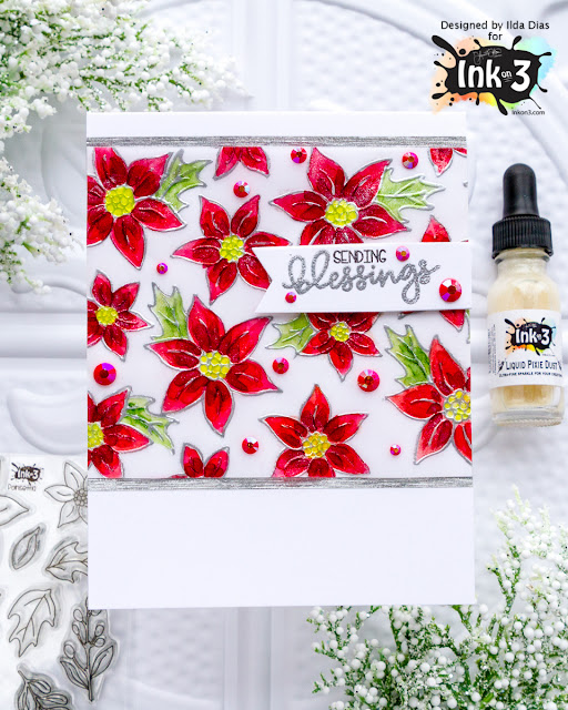 Liquid Pixie Dust on Poinsettia Blessings Card by ilovedoingallthingscrafty.com