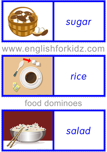 Food domino game to play and learn English