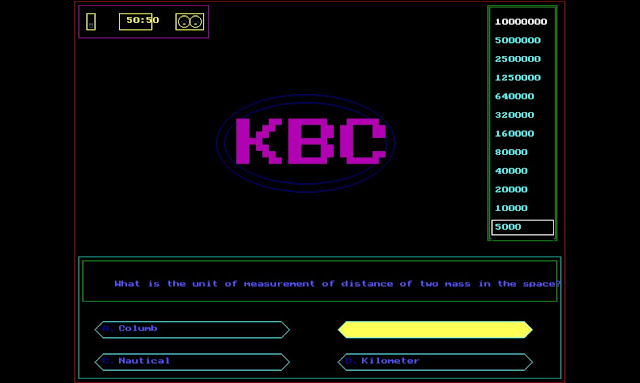 answer right in KBC c programming application