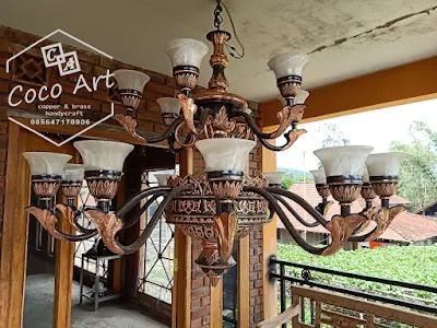 Coco Art Pembuatan Lampu joglo tembaga - Lampu robyong tembaga