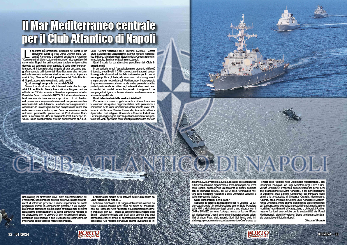 Il Mar Mediterraneo centrale per il Club Atlantico di Napoli