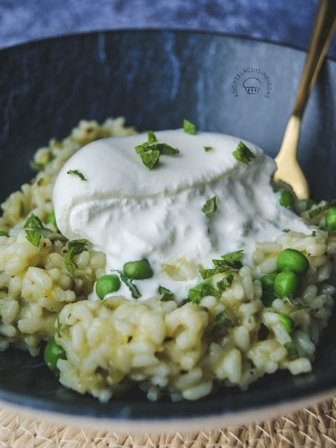 Risotto courgette petits-pois menthe burrata - Recette facile - IG bas - Adopte la cuisine IG bas