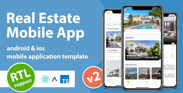 Real Estate Mobile App Template With React Native v5.0