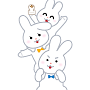 肩車をするウサギの家族のイラスト（卯年）