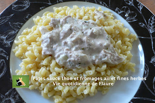 Vie quotidienne de FLaure: Pâtes sauce thon et fromage ail et fines herbes