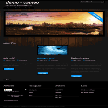 Cameo free blogger template convert from wordpress theme to blogger with 4 column footer blogger template