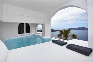 sea view from a santorini luxury villa