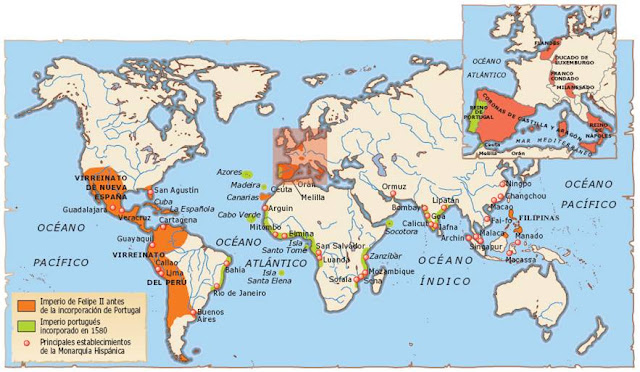 Resultado de imagen de mapa imperio español felipe ii