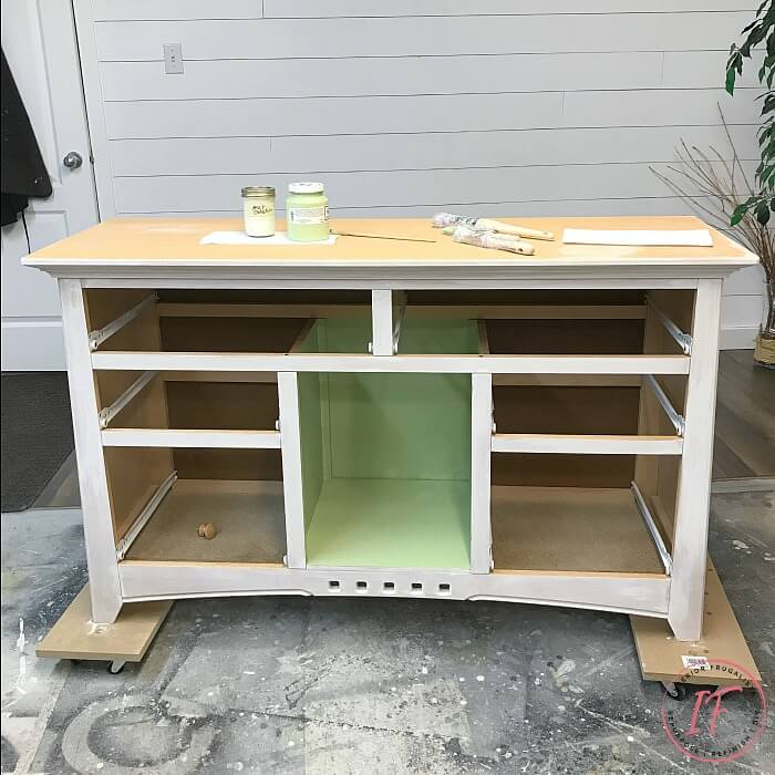 Farmhouse Sidebosrd Buffet Painted White And Green