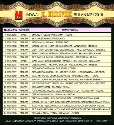 Jadwal Al-Munsyidin Bulan Mei 2018 Lengkap Terbaru