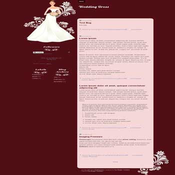 free wedding dress blogger template for personal wedding blog template