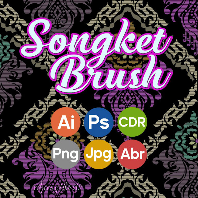 Indonesian Songket brush pattern for Photoshop, available in Vector Ai, CDR, PNG, Jpg editable