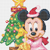 Minnie y Mickey bebés, plantilla para Punto de Cruz, especial Navidad.