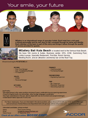 MGallery Bali Kuta Beach Jobs