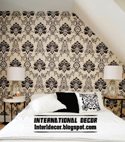 Black and white wallpaper for bedroom interior design