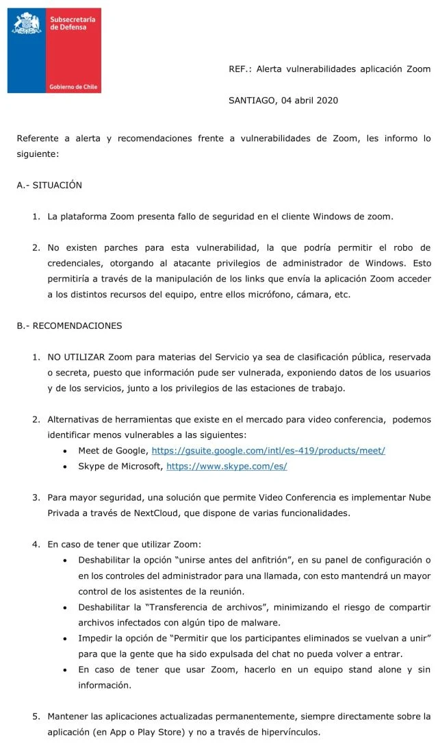 Alerta de vulnerabilidad de Zoom por parte del Departamento de Ciberseguridad 