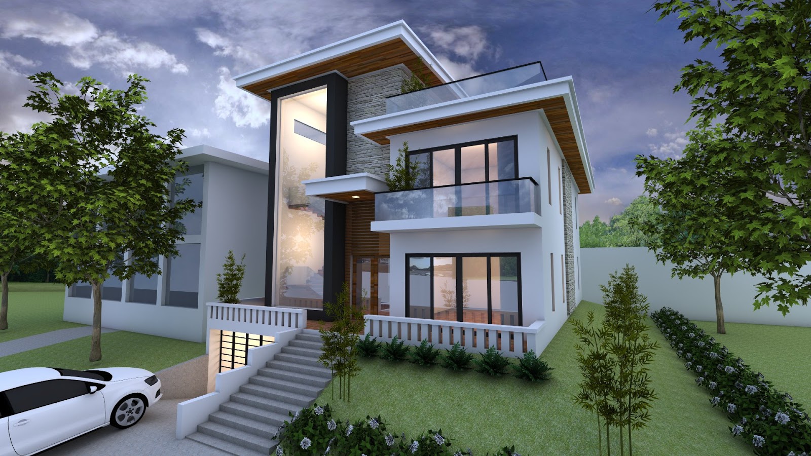 Sketchup Exterior Villa Design Drawing from Elevation 3