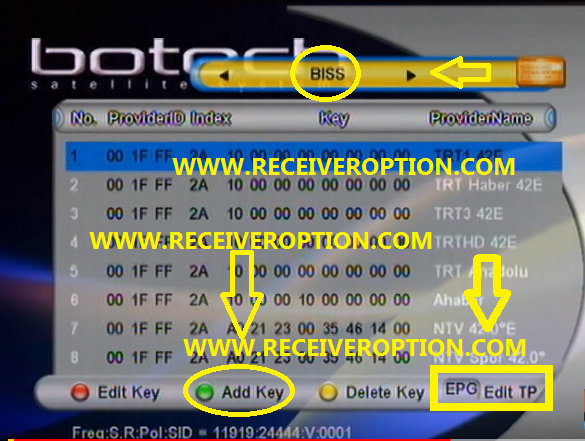 BOTECH PIKO-107 GOLD FTA RECEIVER BISS KEY OPTION