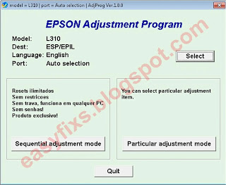 Adjustment Program Epson L310 - ESP EPIL ver.1.0.0