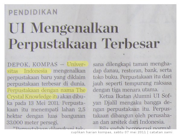 Catatan sami: Indonesia yang Tidak Mengindonesia?