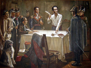 Firma del Decreto de Guerra a Muerte por Simón Bolívar