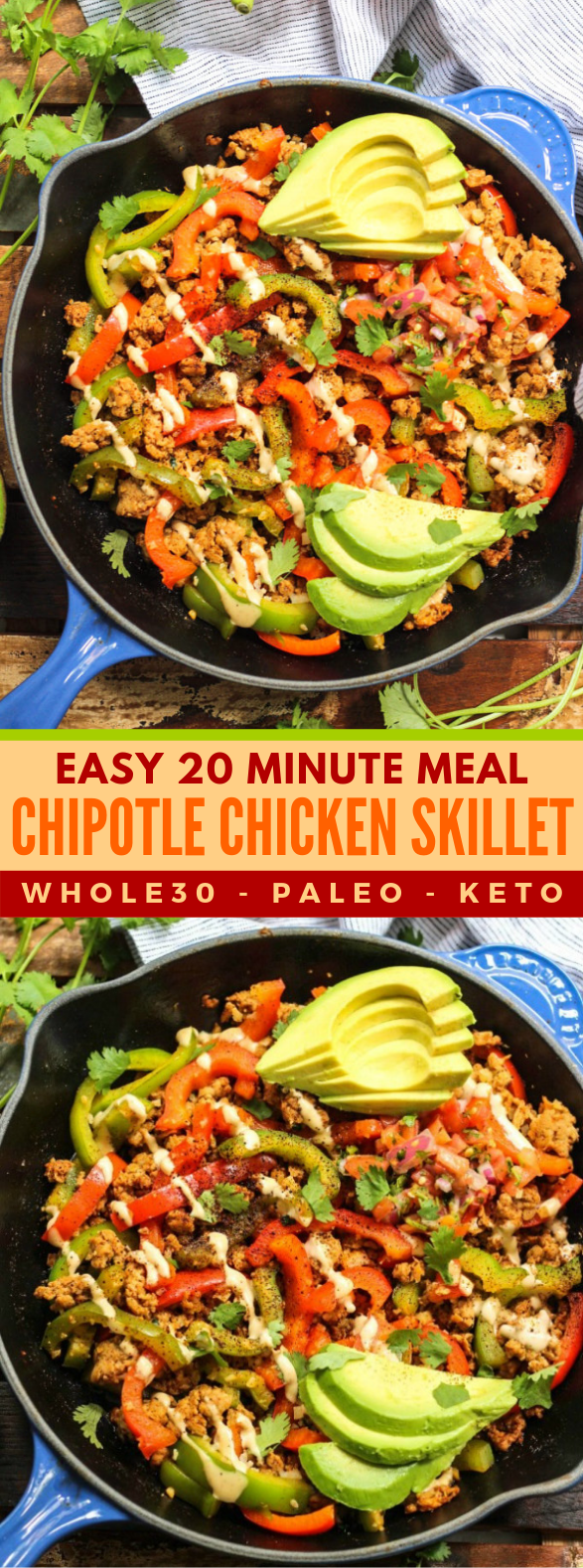 Whole30 Chipotle Chicken Skillet (Paleo, Keto, GF) #lowcarb #healthyrecipe