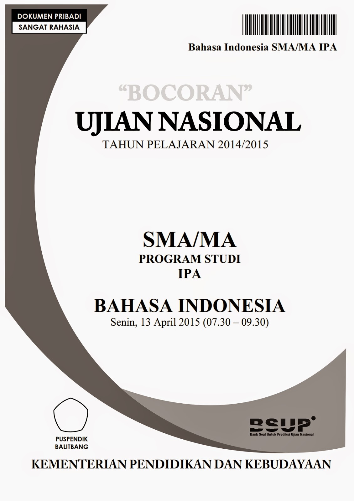 Bocoran Soal Un Bahasa Indonesia Sma 2015