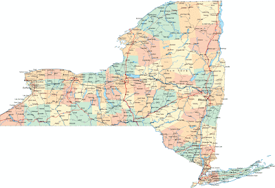  New York ialah sebuah negara bab Amerika Serikat yang terletak di wilayah  Peta New York - AS