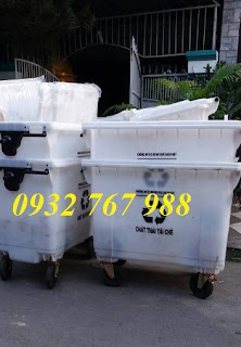 xe lưu trữ rác thải y tế 660 lít màu trắng