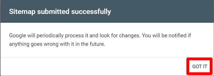 sitemap submitted successfully