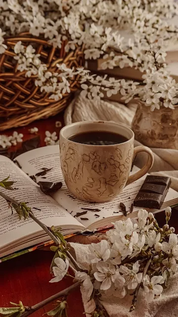 Free Wallpaper Cup, Tea, Chocolate, Book, Flowers