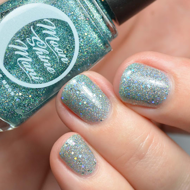 teal holographic glitter nail polish